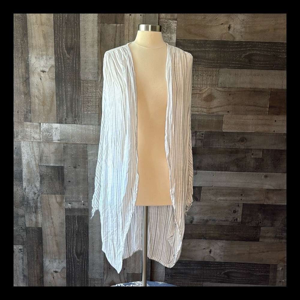 Free People white wrap OS black stripes coastal festival boho western vacation